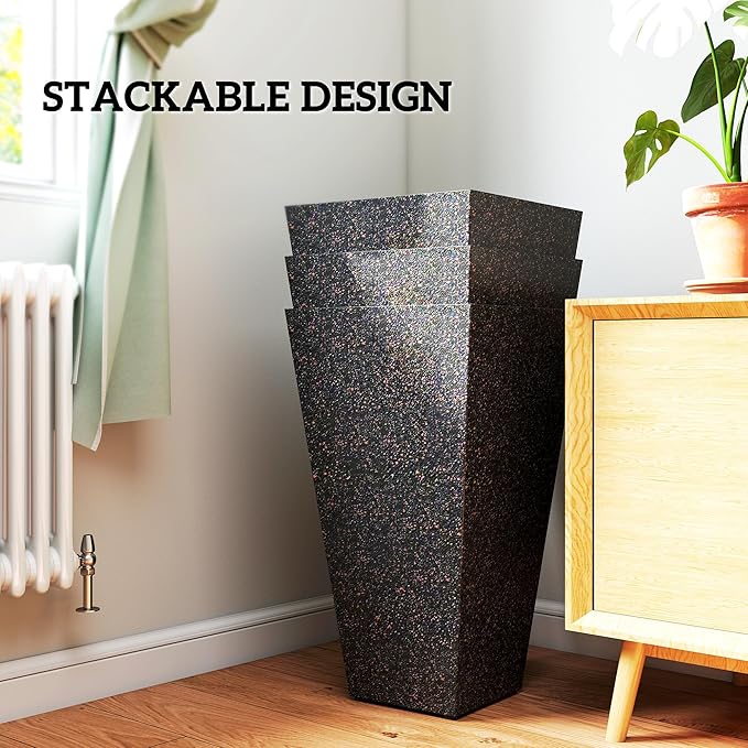 Outsunny 28 Inch Tall Planters for Outdoor Plants, Stackable Tapered Large - Image 8