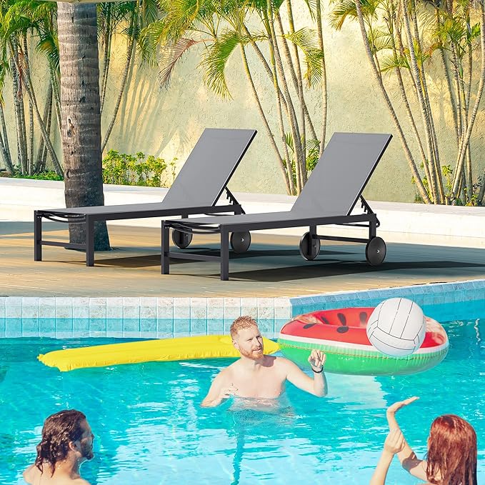 Shintenchi 2 PCS Outdoor Chaise Lounges Chair - Image 2