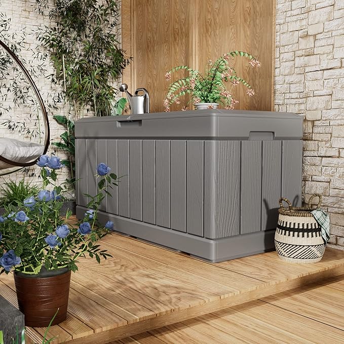 Greesum 82 Gallon Resin Deck Box All Weather Large Outdoor Storage - Image 5