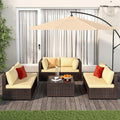 Patio Furniture Sets 7 Pieces Outdoor Sectional Rattan Sofa Manual Weaving by Qsun