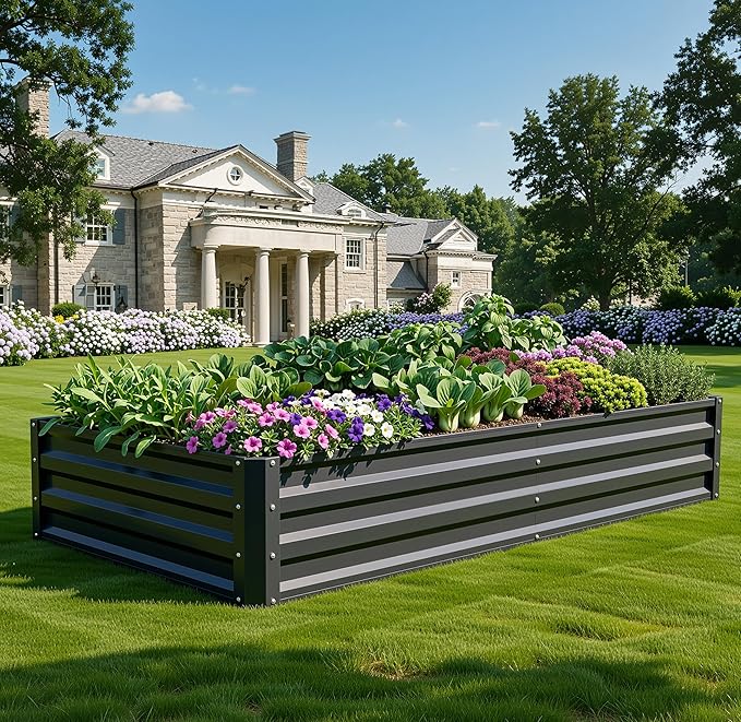 YITAHOME 72x36x12 in 2pcs Galvanized Raised Garden Bed Kit, Large Metal Planter by YITAHOME