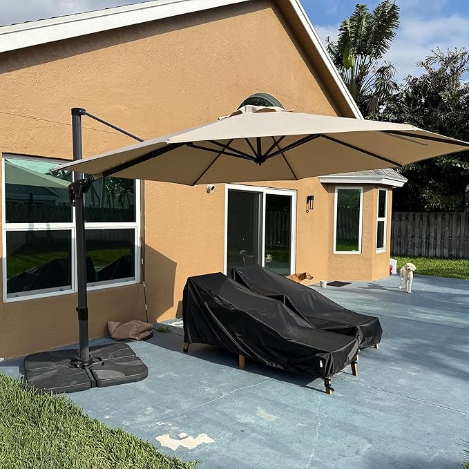 PURPLE LEAF 11 Feet Patio Umbrella Outdoor Cantilever Round Umbrella Aluminum by PURPLELEAF