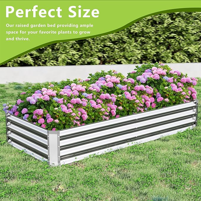 2PCS 6x3x1FT Galvanized Raised Garden Bed, Galvanized Planter Raised Garden - Image 5