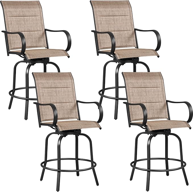 Yaheetech 4 Piece Patio Swivel Bar Stools Texteline Bistro Chairs by Yaheetech