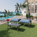 HOMREST Metal Outdoor Ottoman, 3-Piece Aluminum Footstool w/Removable Cushion by HOMREST