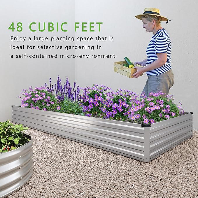 12x4x1FT Galvanized Raised Garden Bed Kit, Vegetable Boxes-Rectangle Metal - Image 6