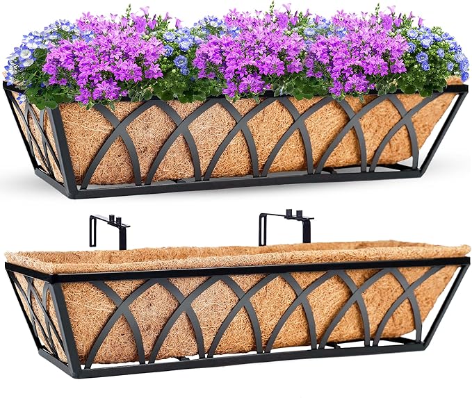 24in 2pcs Planter Box with Coco Liner, Rust-Resistant Metal Frame, Hydration by LAWYAMAI