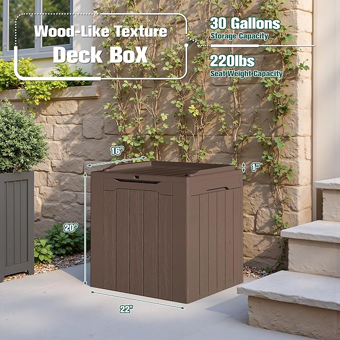 Devoko 30 Gallon Resin Deck Box 2 Pack Outdoor Indoor Waterproof Storage Box - Image 7