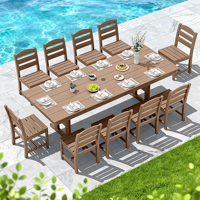 SERWALL Outdoor Dining Chairs Set of 4, All-Weather HDPE Patio Chair - Image 6