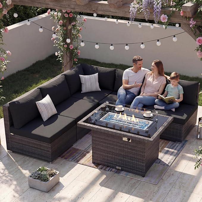 NICESOUL 6 Piece Modern L-Shaped Outdoor Sectional by NICESOUL