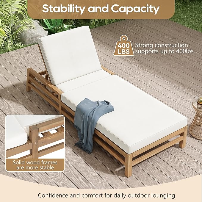 LUMISOL Patio Chaise Lounge Chair, 5-Position Adjustable Outdoor Chaise Lounge - Image 7