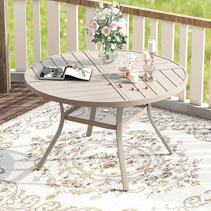 VICLLAX Round Patio Table with Adjustable Umbrella Hole - Image 2
