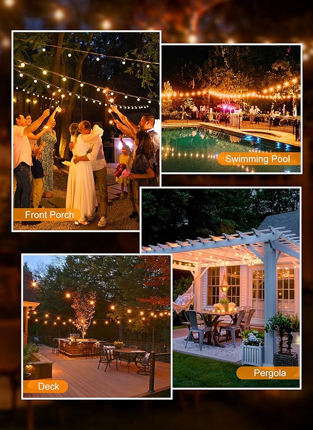 Brightown Outdoor String Lights, 100FT 100+2 G40 Bulbs Shatterproof Patio Lights - Image 4