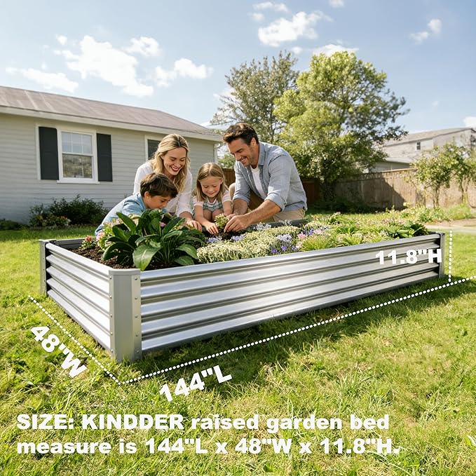8x4x1ft Galvanized Raised Garden Bed Kit, Galvanized Planter Garden Boxes - Image 3