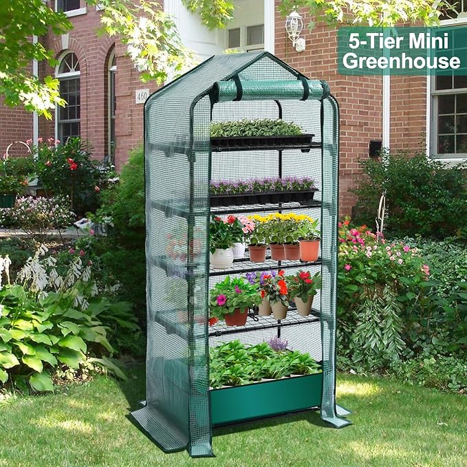 Mini Greenhouse for Indoor Outdoor, 5 Tier Shelves Rack Small Green House Heavy - Image 8