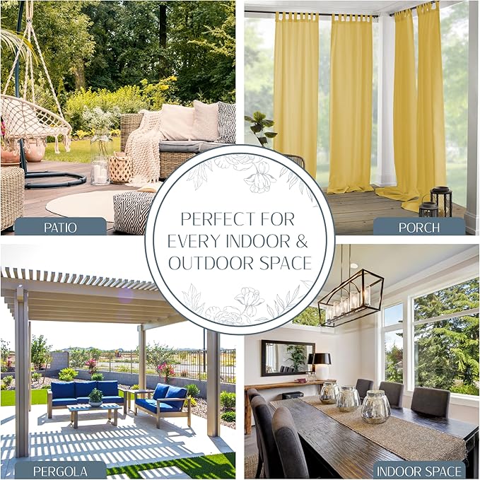 Elrene Home Fashions Matine Weatherproof Tab-Top Indoor/Outdoor Solid Color - Image 3