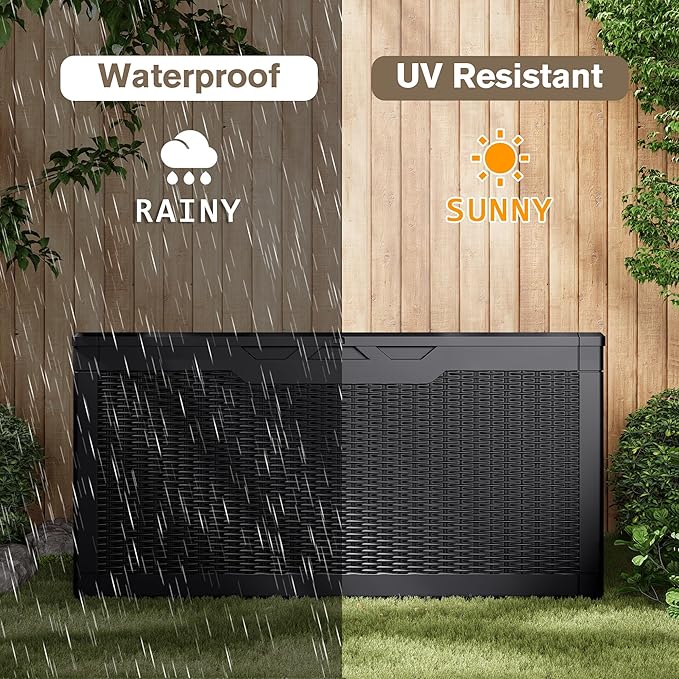 JUMMICO 100 Gallon Resin Deck Box, Waterproof Outdoor Storage Box - Image 5