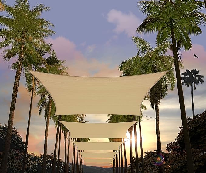 Amgo 14' x 14' x 19.8' Beige Right Triangle Sun Shade Sail UPF50+ Canopy Awning by Amgo