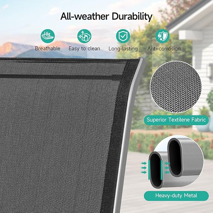 Patio Chairs Set of 2, Easily Set Up Stackable Outdoor Dining Chairs - Image 6