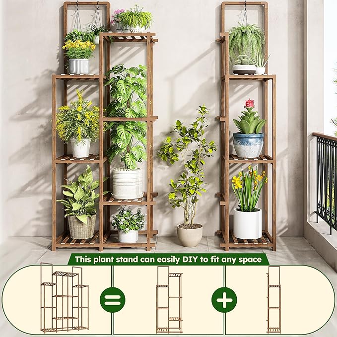 EnHomee Plant Stand Indoor Wood Plant Stand Outdoor Plant Shelf - Image 6