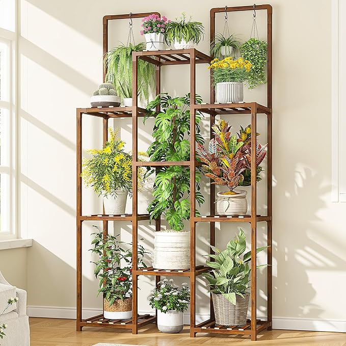 EnHomee Plant Stand Indoor Wood Plant Stand Outdoor Plant Shelves by EnHomee