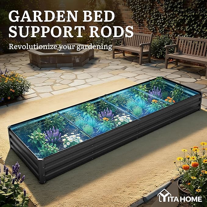 YITAHOME 12x4x1ft 2pcs Large Raised Garden Bed Kit, Galvanized Metal Planter Box - Image 7