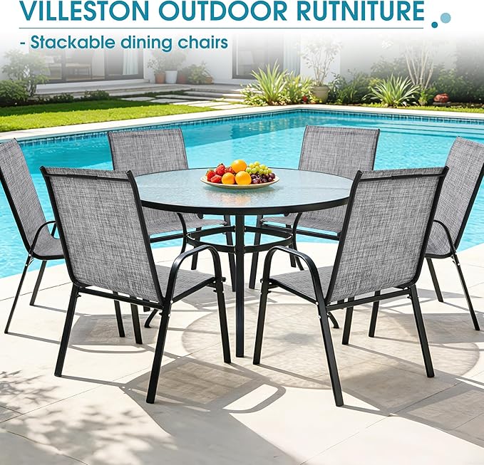 Outdoor Stackable Chairs Set of 6, Stacking Patio Chairs - Image 7