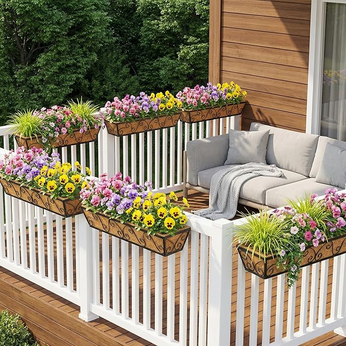 6pcs 30 Inch Window Deck with Coco Liner, Metal Hanging Flower Planter Window - Image 4