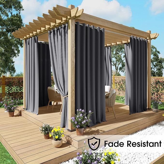 NICETOWN Fade Resistant Outdoor Patio Curtains Waterproof 2 Panels, Xenon Arc - Image 8
