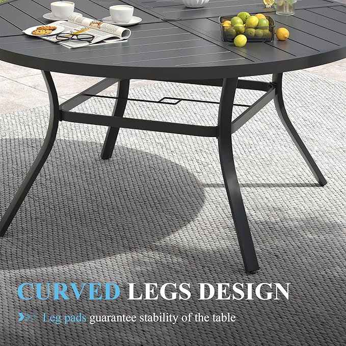 VICLLAX Patio Table and Chair Set of 6, All Weather Metal Round Outdoor Dining - Image 6