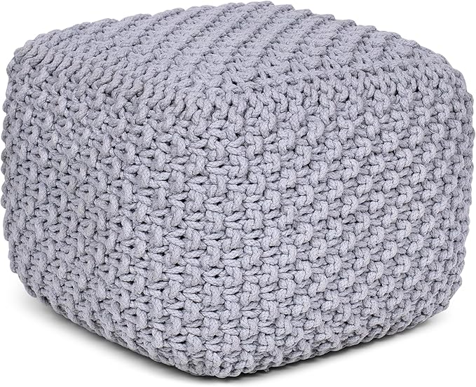 BIRDROCK HOME Square Pouf Ottoman | Cotton Braided Foot Stool - Image 10