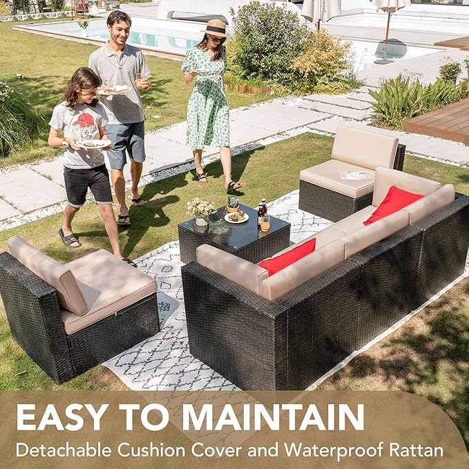 Devoko Patio Furniture Sets 6 Pieces Outdoor Sectional Rattan Sofa Manual - Image 5