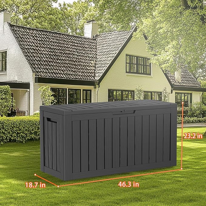 90 Gallon Resin Deck Box, Lockable Patio Outdoor Storage Box - Image 5