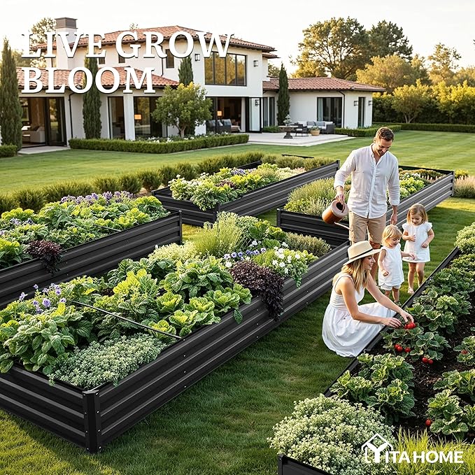 YITAHOME 12x4x1ft 2pcs Large Raised Garden Bed Kit, Galvanized Metal Planter Box - Image 3