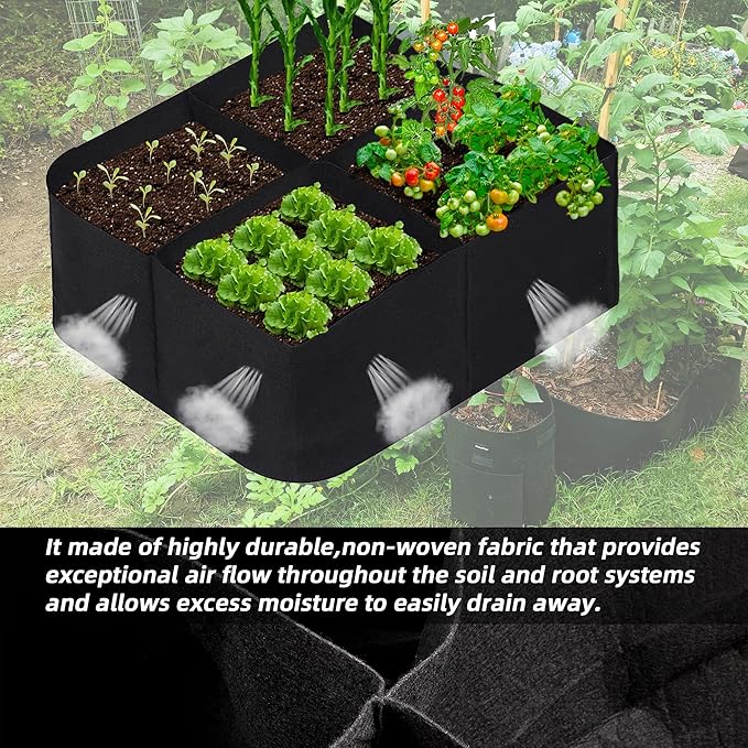 CJGQ Fabric Raised Garden Beds Outdoor, 2X2 Ft 4 Grids Plant Grow Bags - Image 3