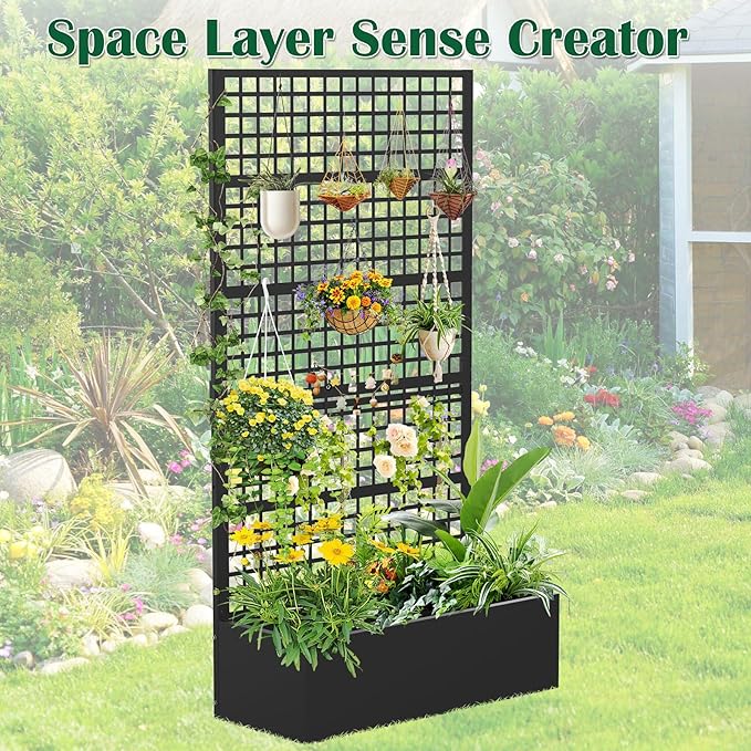 Metal Planter Box with Trellis 36" L x 16" W x 72" H, Raised Garden Bed with - Image 5
