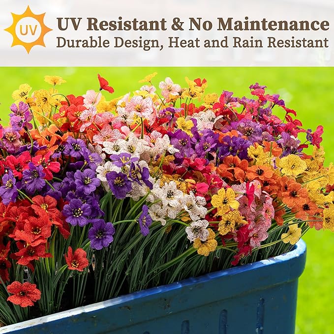 24 Bundles Artificial Flowers for Outdoors/Indoors, Fake Flowers Plants for - Image 4