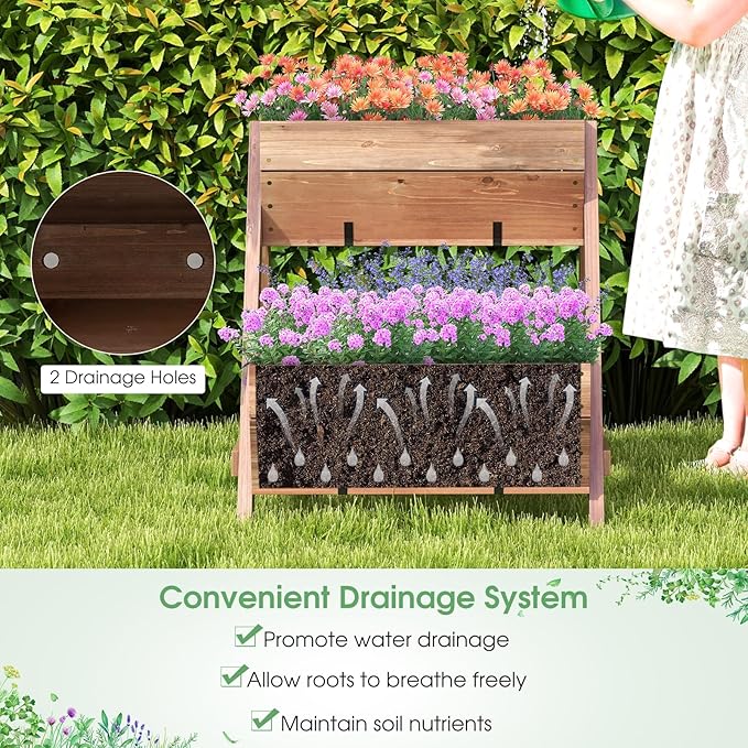 Giantex Vertical Raised Garden Bed, 3 Wood Planter Boxes - Image 7