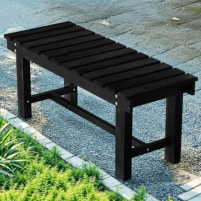 Nidouillet 35.5" Outdoor Garden Bench, Weatherproof Patio Benches 2-Person Seat by Nidouillet