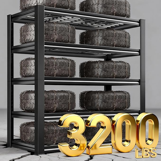 REIBII Garage Shelving 3200LBS, 5-Tier Storage Shelves, Adjustable Industrial - Image 4
