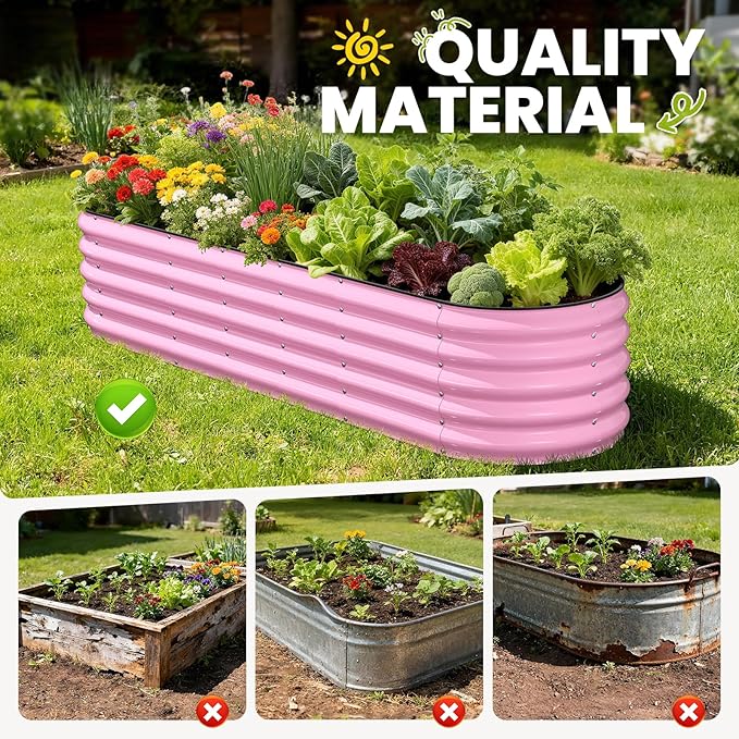 Galvanized Raised Garden Bed 8x2x1.5 FT, Oval Metal Raised Garden Bed Outdoor - Image 2