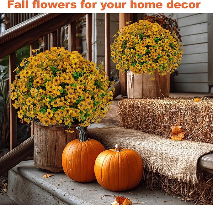 Artificial Fall Flowers for Outdoors Fake Mums - Image 3