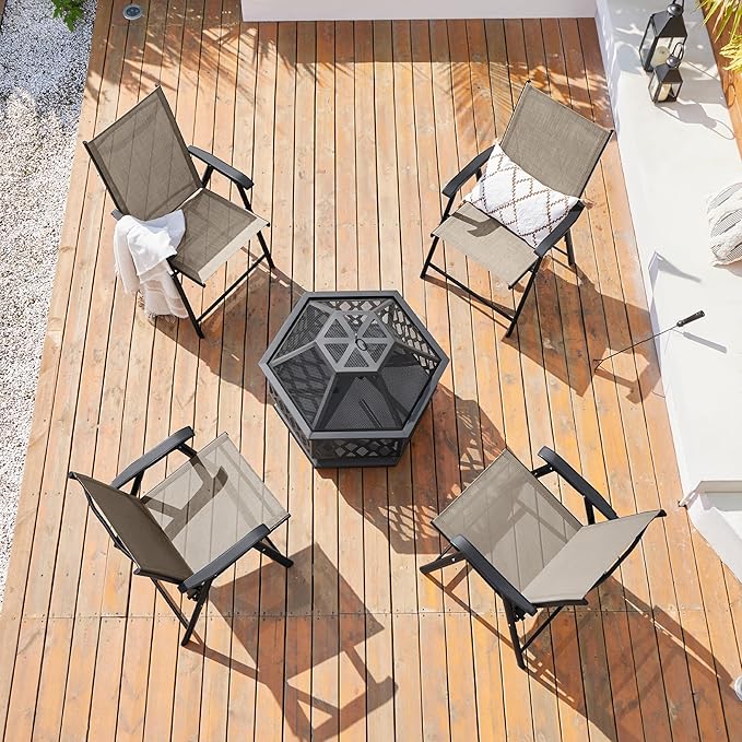 Yaheetech Outdoor Patio Chairs Set of 4, Portable Dining Chairs - Image 2