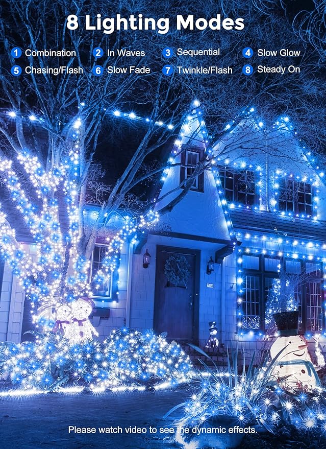 Minetom Solar String Lights for Outside, 33Ft 100 LED Outdoor Solar Fairy Lights - Image 3