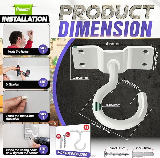 200LBS 8Pcs Rotatable Ceiling Hooks - Image 5