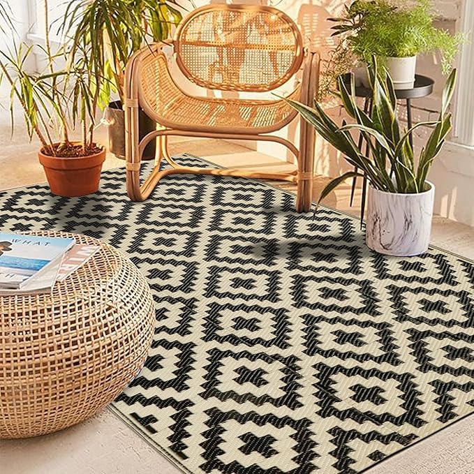 SAND MINE Reversible Mats, Plastic Straw Rug, Modern Area Rug, Large Floor Mat - Image 5