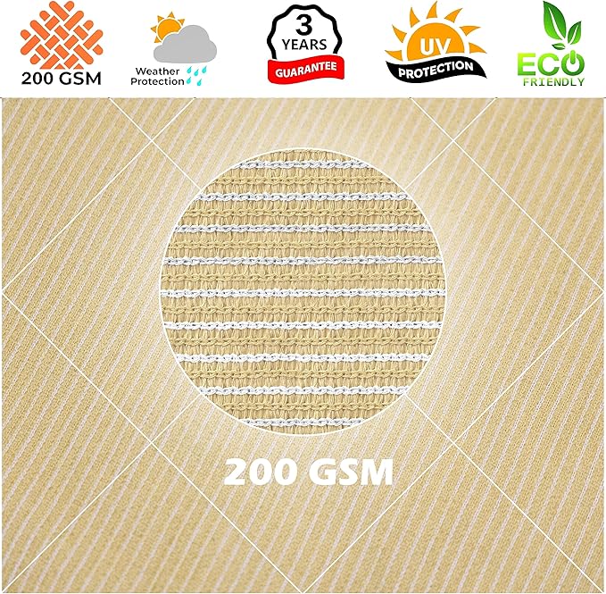 Royal Shade 10' x 10' x 14' Beige Triangle Sun Shade Sail Canopy Outdoor Patio - Image 8