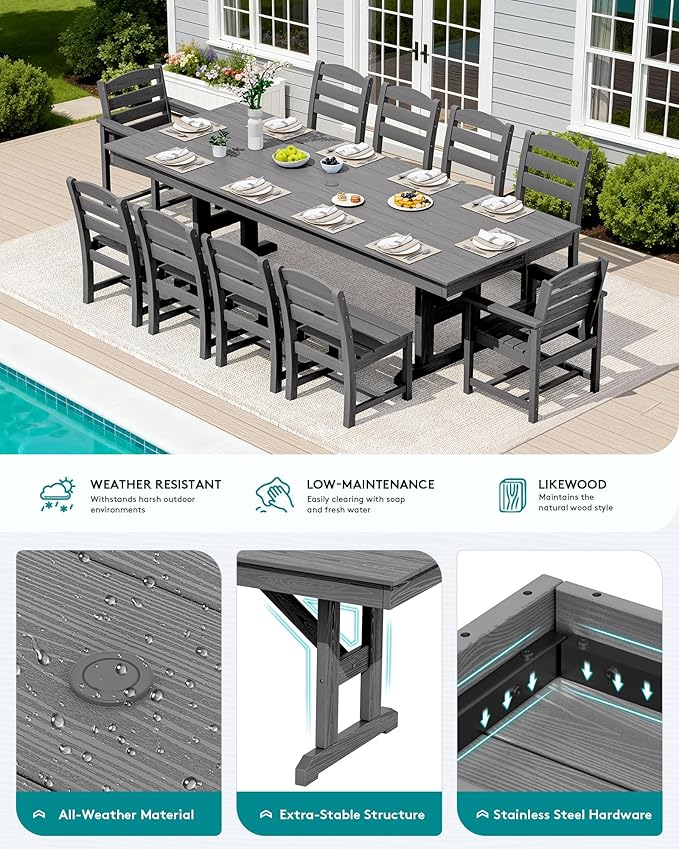 SERWALL 11 Piece Outdoor Dining Set - Image 4