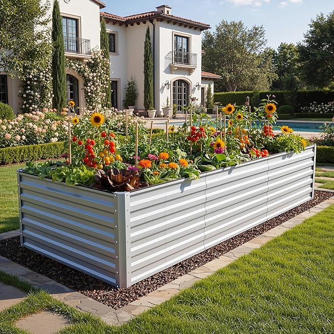 YITAHOME 8x4x2ft Large Raised Garden Bed Kit, Galvanized Metal Planter Box - Image 2