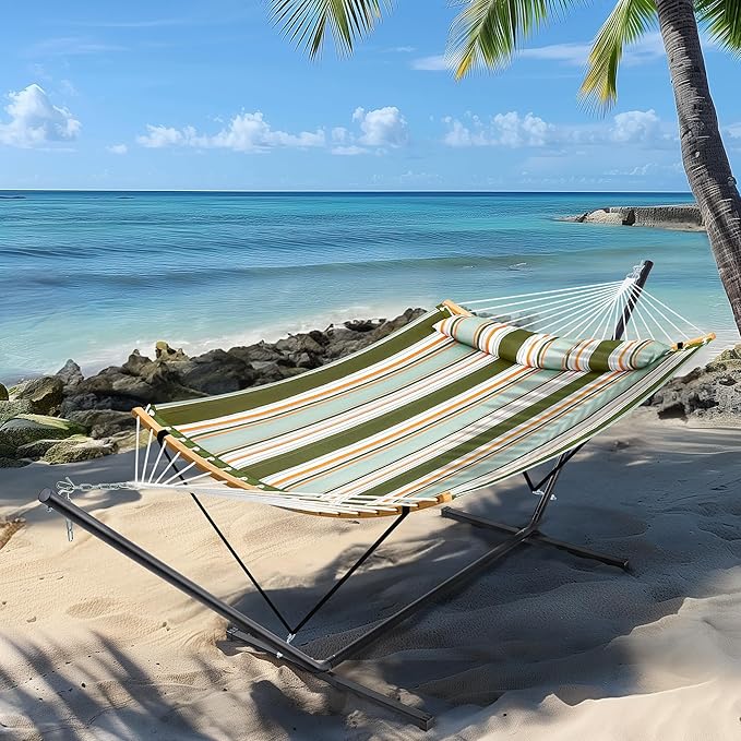 SUPERJARE Hammock with Stand, 2 Person Heavy Duty Hammock with Padded Cotton - Image 3